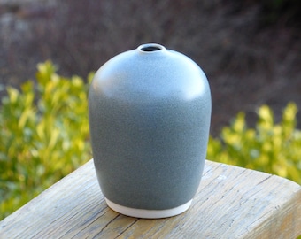 Small gray matte porcelain bud vase