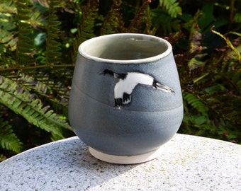 Gray Crane Tea Bowls