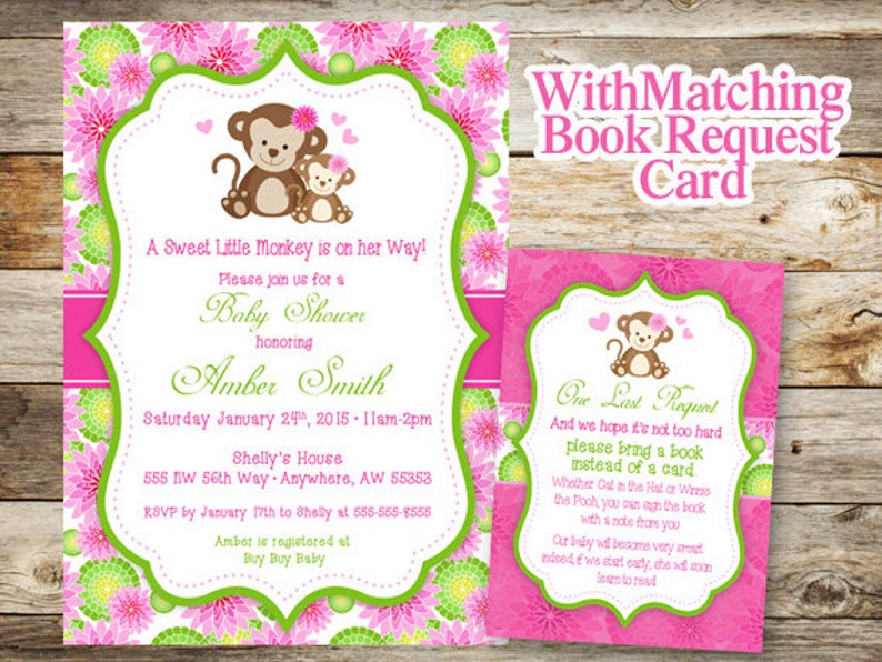 Monkey Baby Shower Invitation Baby Shower Invitation Baby Etsy