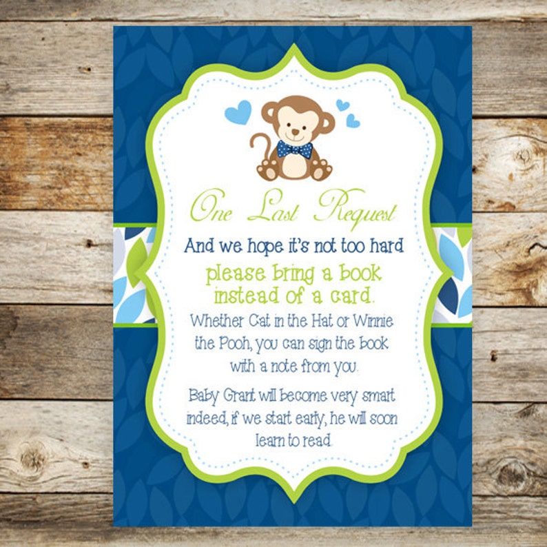 Monkey Baby Shower Invitation Baby Boy Shower Invitation Etsy