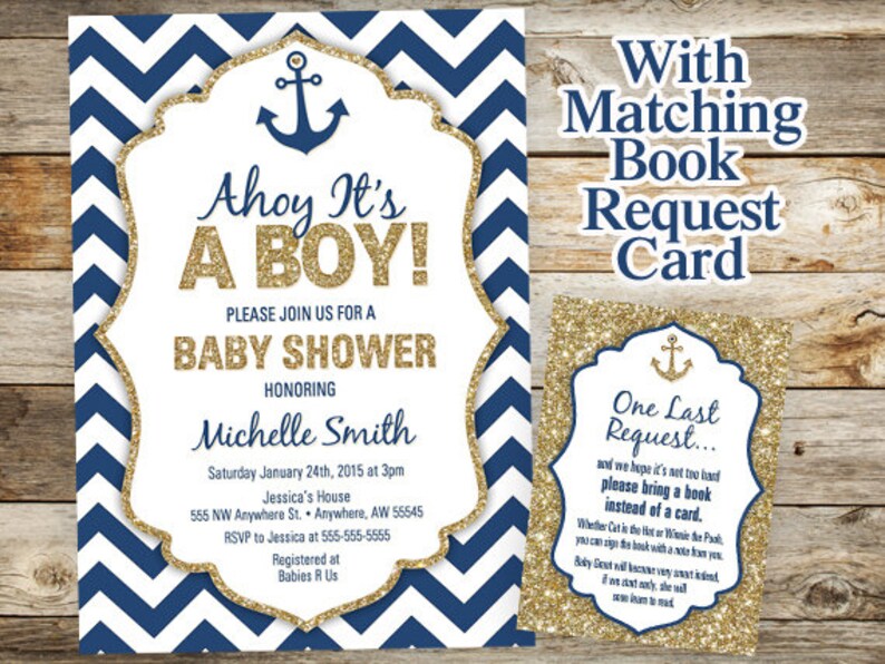 Nautical Baby Shower Invitation Anchor Invitation Nautical Etsy