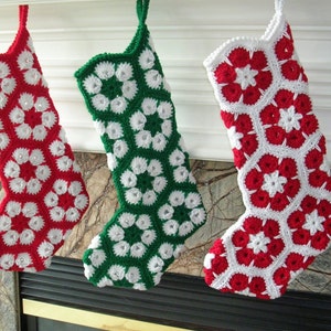 Stocking Crochet Pattern African Flower Christmas Stocking Pattern Christmas Crochet Patterns DIY Christmas Stocking Tutorial image 2