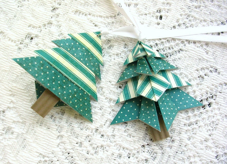 Christmas Gift Tags Origami Tree Christmas Ornaments Etsy