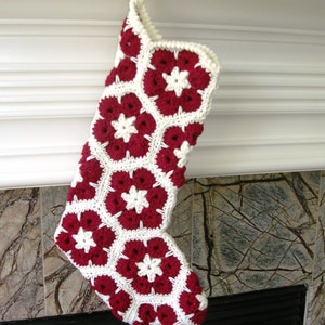 Stocking Crochet Pattern African Flower Christmas Stocking Pattern Christmas Crochet Patterns DIY Christmas Stocking Tutorial image 3