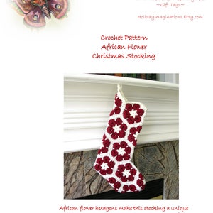 Stocking Crochet Pattern African Flower Christmas Stocking Pattern Christmas Crochet Patterns DIY Christmas Stocking Tutorial image 1