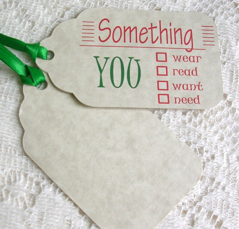Christmas Gift Tags Large Something You Want Need Wear Etsy