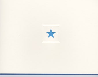 Petite Foldover Note: Blue Star in Embossed Rectangle