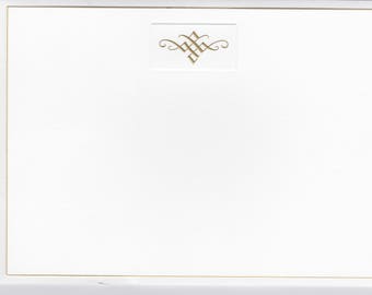 Gold Beveled Border Correspondence Card - Gold Decorative Ornament