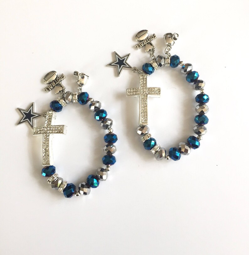 TWO Dallas Cowboys Cross Charm Bracelet Discount Etsy