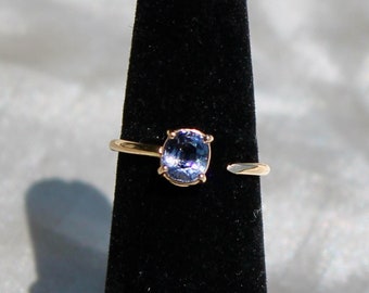 RARE corn blue spinel 14k solid gold ring Modern Fine Jewelry open ring