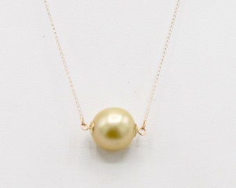 Natural golden pearl 14K gold dainty necklace High quality pearl Modern fine jewelry