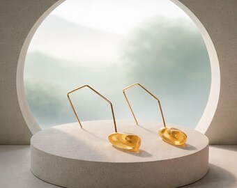 Warm Yellow Citrine Earrings in a Sophisticated Modern Style