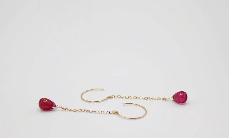 Simple Chic Business Casual Pink Tourmaline Earrings - 14k Gold Sophisticated Style image 6