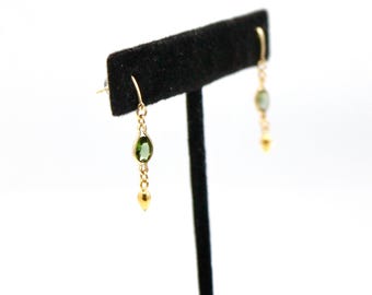 Intricate Gold Green Tourmaline Earrings - Quiet Luxury and Timeless Elegance