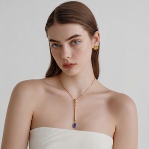 Cocktail Necklace Blue Tanzanite Pendant with Removable Layering Single Stone image 11