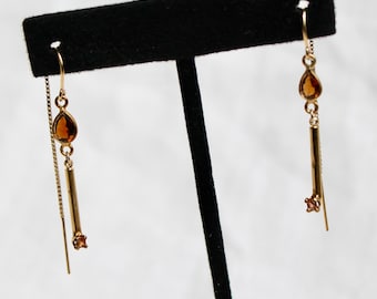 Gold filled threaders with faceted brown tourmalines or pink tourmaline and small orange sapphires