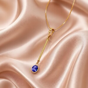 Cocktail Necklace Blue Tanzanite Pendant with Removable Layering Single Stone image 6