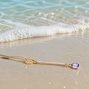 Cocktail Necklace Blue Tanzanite Pendant with Removable Layering Single Stone image 4