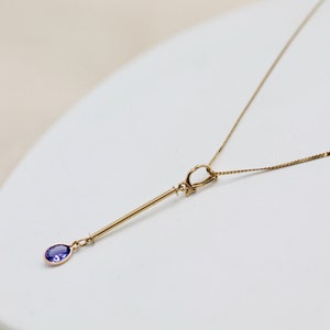 Cocktail Necklace Blue Tanzanite Pendant with Removable Layering Single Stone image 12