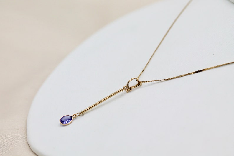 Cocktail Necklace Blue Tanzanite Pendant with Removable Layering Single Stone image 12