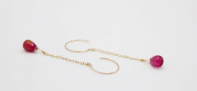 Simple Chic Business Casual Pink Tourmaline Earrings - 14k Gold Sophisticated Style image 11