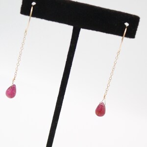 Simple Chic Business Casual Pink Tourmaline Earrings - 14k Gold Sophisticated Style image 9
