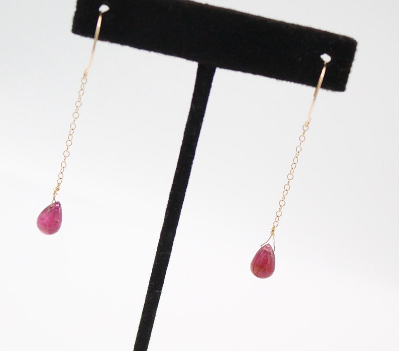 Simple Chic Business Casual Pink Tourmaline Earrings - 14k Gold Sophisticated Style image 9