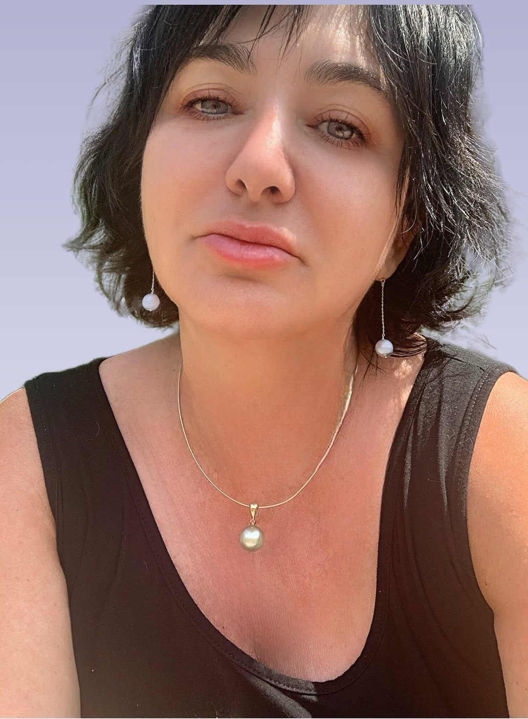 PALE Warm SILVER Color Huge Round 15mm Tahitian Pearl Choker Etsy