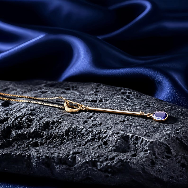 Cocktail Necklace Blue Tanzanite Pendant with Removable Layering Single Stone image 9