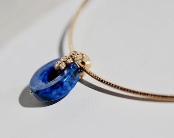 Lapis Lazuli 14K Heavy Gold Pendant Old World Jewelry