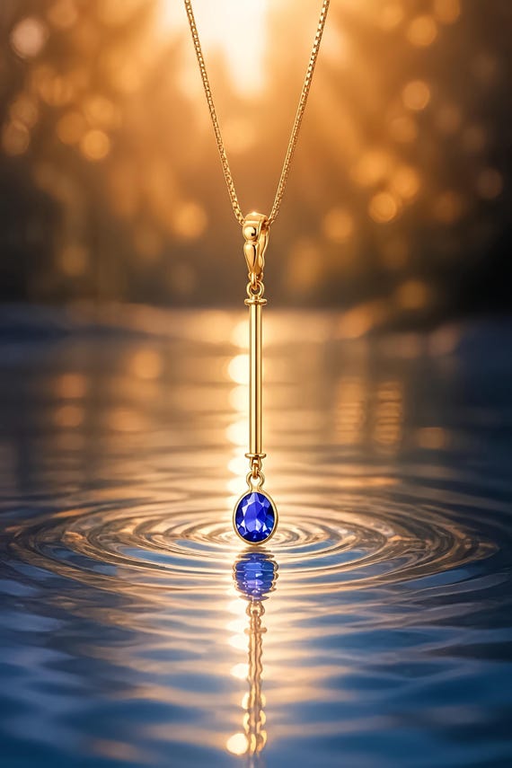 Cocktail Necklace Blue Tanzanite Pendant with Removable Layering Single Stone