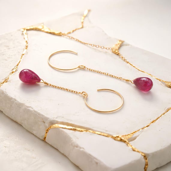 Simple Chic Business Casual Pink Tourmaline Earrings - 14k Gold Sophisticated Style