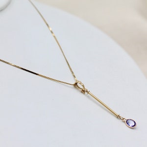 Cocktail Necklace Blue Tanzanite Pendant with Removable Layering Single Stone image 10
