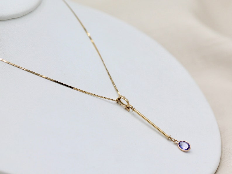 Cocktail Necklace Blue Tanzanite Pendant with Removable Layering Single Stone image 10