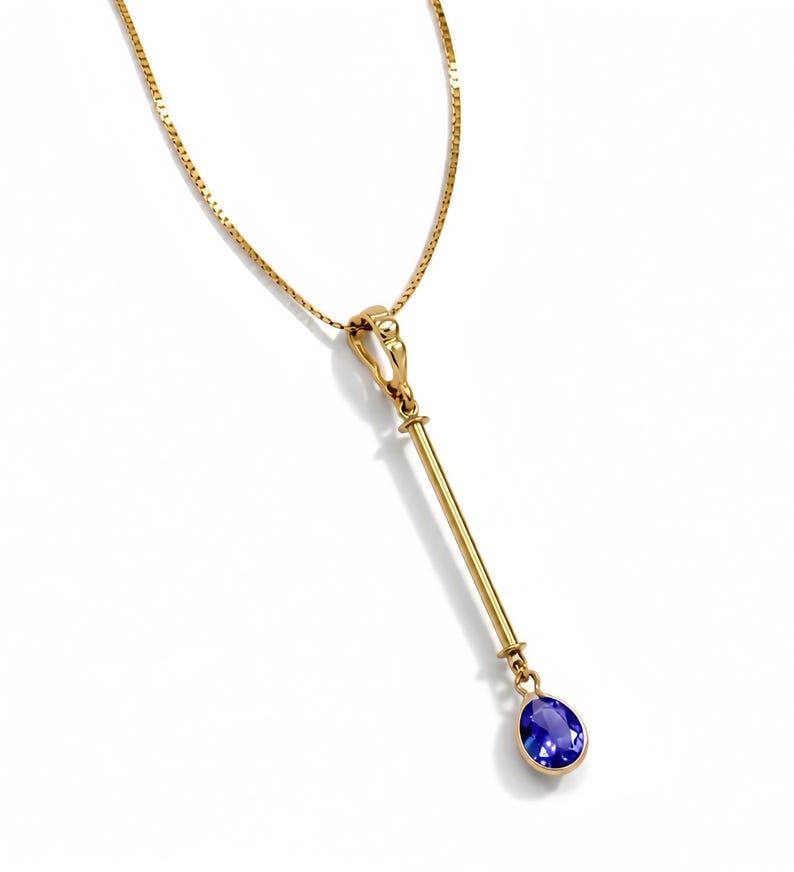 Cocktail Necklace Blue Tanzanite Pendant with Removable Layering Single Stone image 13