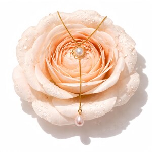 Moonstone with Pink Akoya Pearl Drop Necklace- Romantic Sophisticated Design