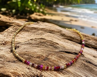 Luxury Artisan Asymmetric Jewelry Eclectic Necklace with Colorful Gemstones