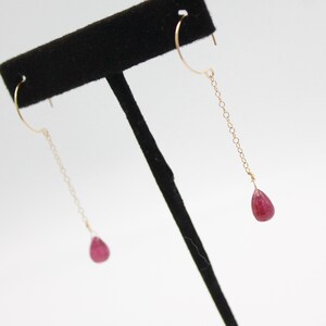 Simple Chic Business Casual Pink Tourmaline Earrings - 14k Gold Sophisticated Style image 7