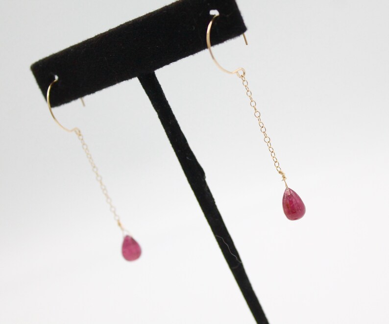 Simple Chic Business Casual Pink Tourmaline Earrings - 14k Gold Sophisticated Style image 7