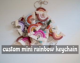 Mini Rainbow Keychain, Macrame Keyring, Baby Shower Favors, Decoration for Keys