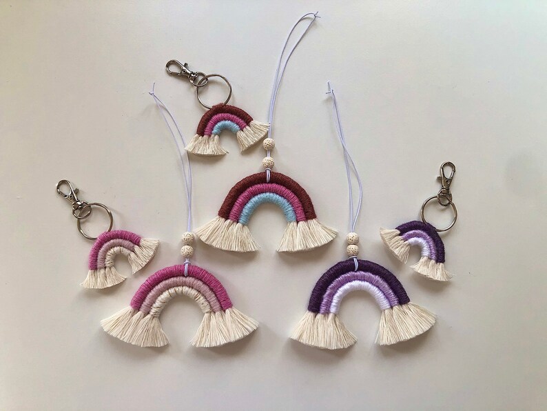Macram\u00e8 Rainbow Keychain Rainbow Keychain Mini Macram\u00e8 Rainbow Keychain, Mini Rainbow Keychain Rainbow Keyring