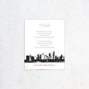 Chicago Skyline Bruiloft Details Kaart in Zwart-Wit Digitale Download