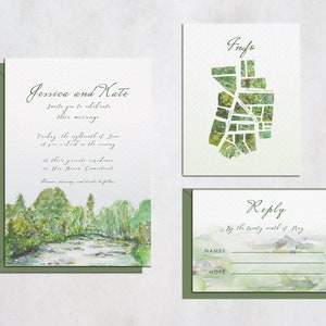Monet Inspired Waterlily Wedding Invitation Suite