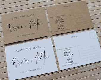 Personalised Modern Calligraphy Save the Date A7 Card with Gem