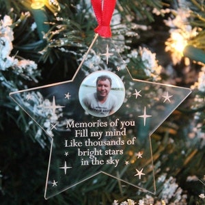 PERSONALISED Memories Like Stars Photo Memorial Christmas Decoration & Gift Bag image 2