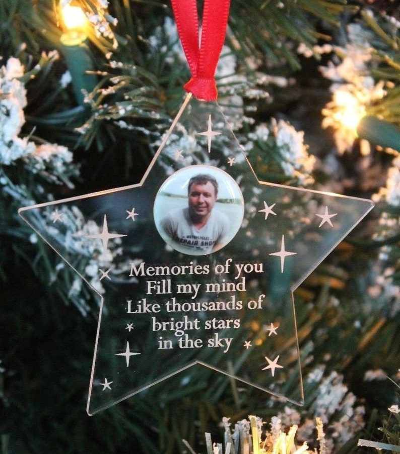 PERSONALISED Memories Like Stars Photo Memorial Christmas Decoration & Gift Bag image 2