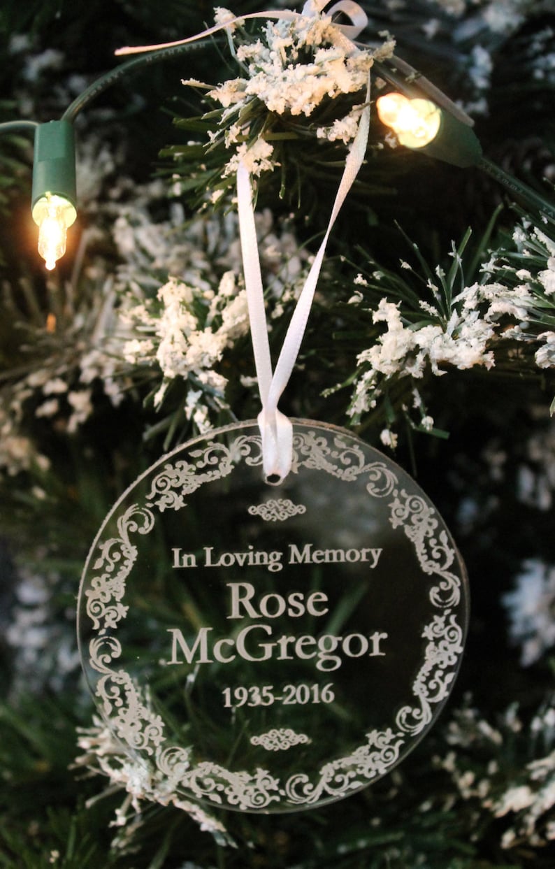 IN LOVING MEMORY Personalised Engraved Memorial Christmas Decoration /& Gift Bag