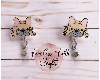 French Bulldog Dog Feltie Badge Reel Holder Interchangable Keychains Lanyards Accessories Valresa Com