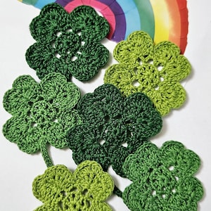 6 apliques de trébol de ganchillo: decoración de trébol para el Día de San Patricio