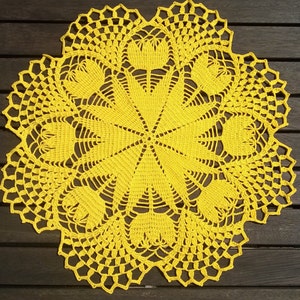 Crochet Tulip Doily: Bright Yellow Spring Decor, 39cm